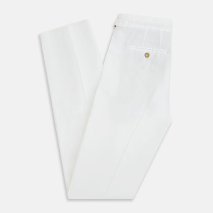 White Linen Henry Trousers Image 5