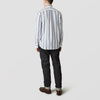 View 3 of product Blue, Green & White Stripe Weekend Fit Shirt with Derby Collar & 1-Button Cuffs