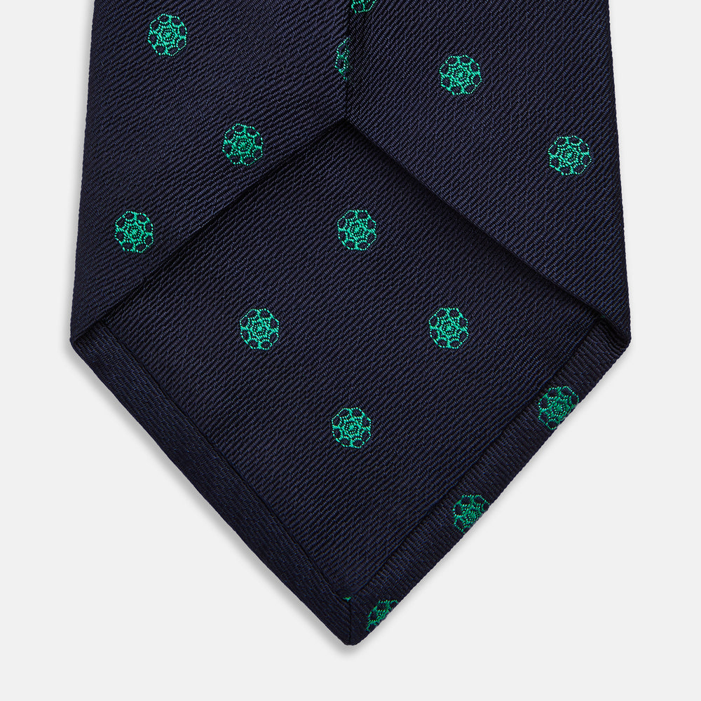 Green flower and navy silk tie