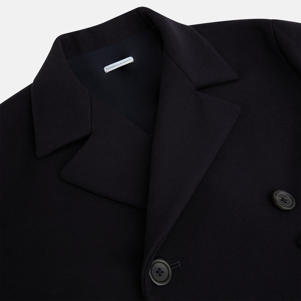 Navy Wellington Double-Breasted Caban Coat