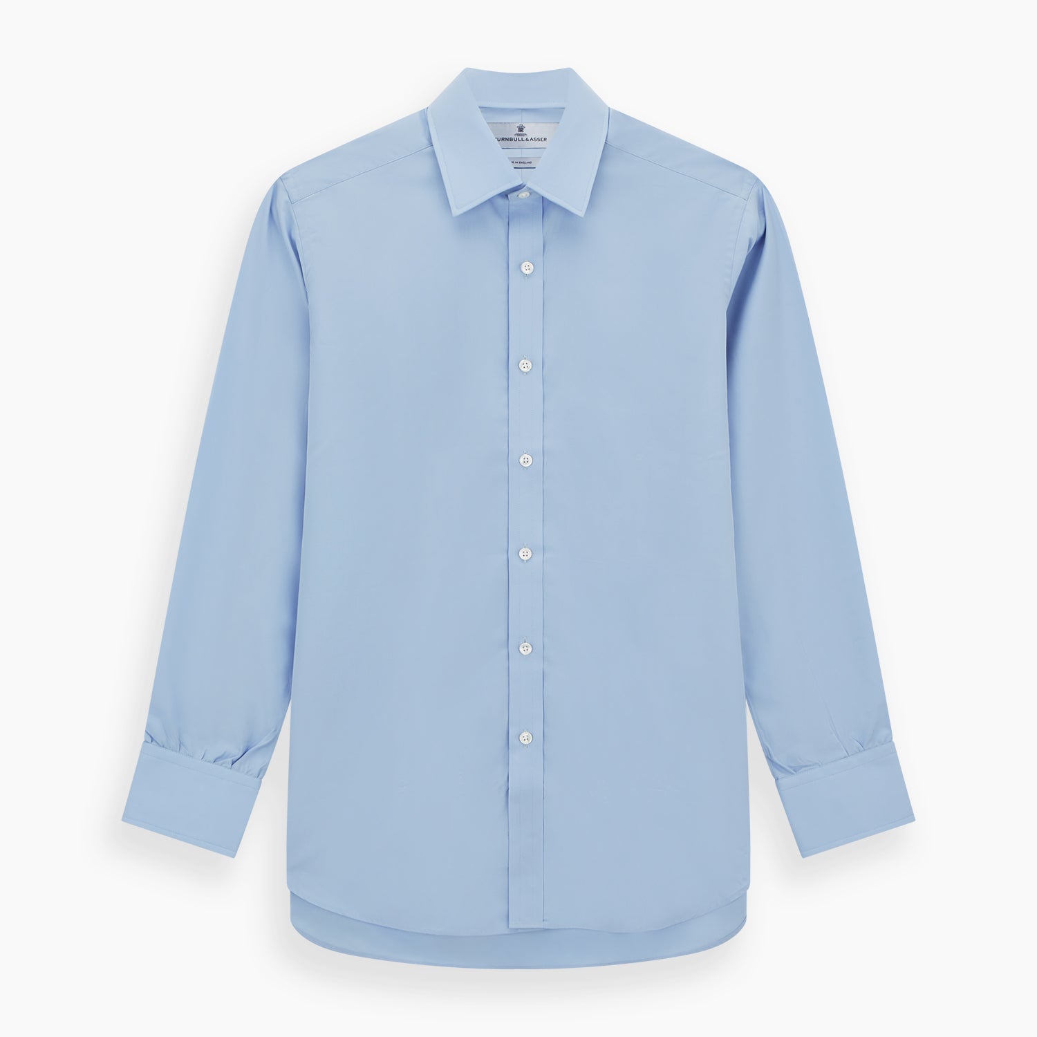 View 1 of product Blue Cotton Shirt with T&A Collar and 3-Button Cuffs