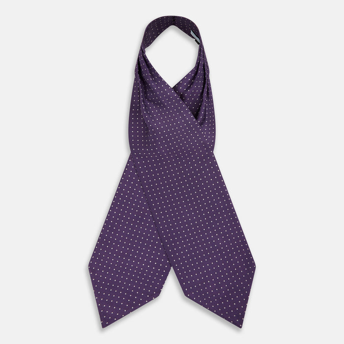 Lilac and Purple Micro Dot Silk Cravat Image 2
