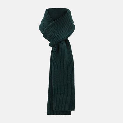 Forest Green Rib-Knit Cashmere Scarf