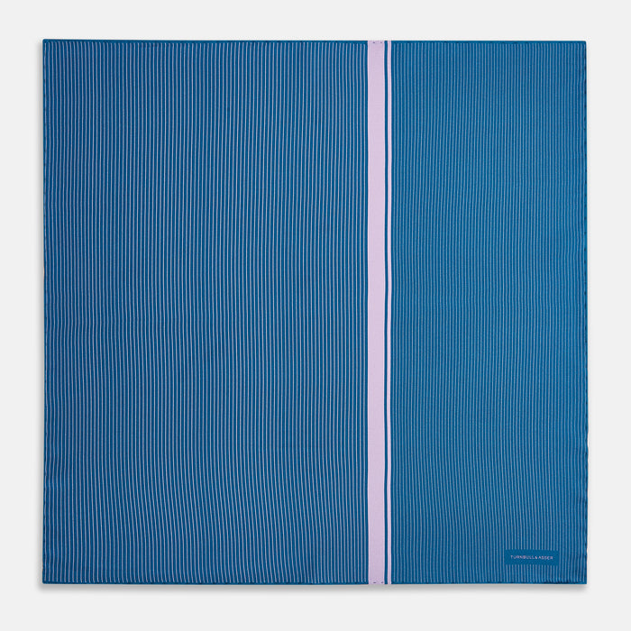 Blue and Lilac Stripe Silk Pocket Square Image 3