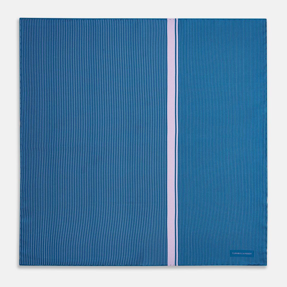 Blue and Lilac Stripe Silk Pocket Square