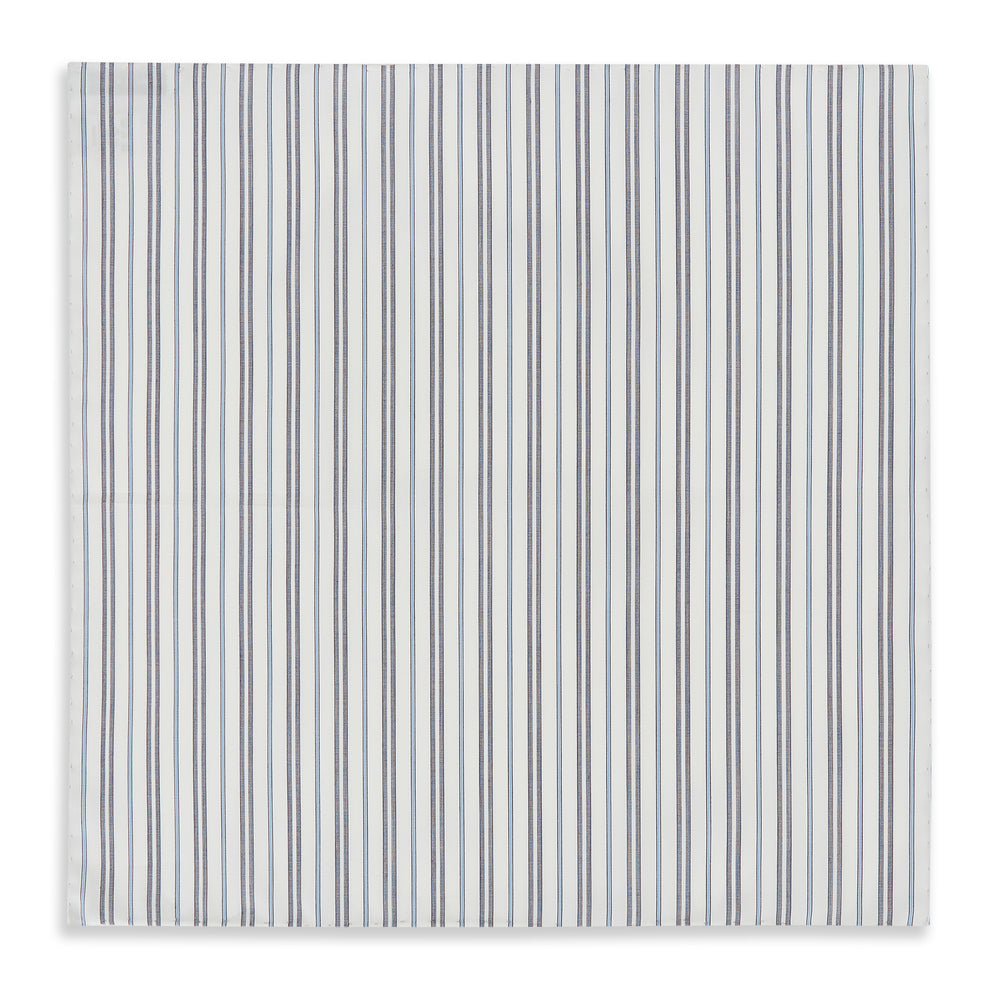 Navy and Light Blue Track Stripe Hand-Rolled Handkerchief