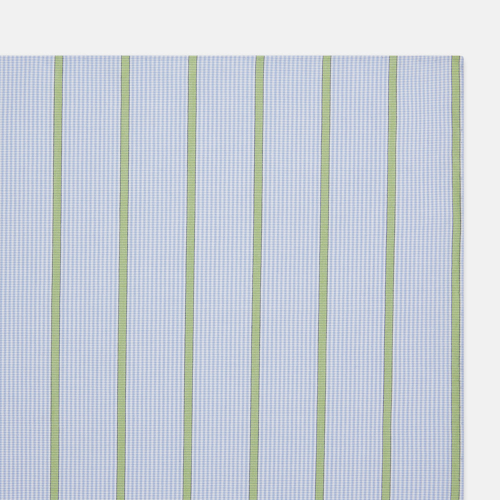 Hand Rolled Light Green Track Stripe Handkerchief