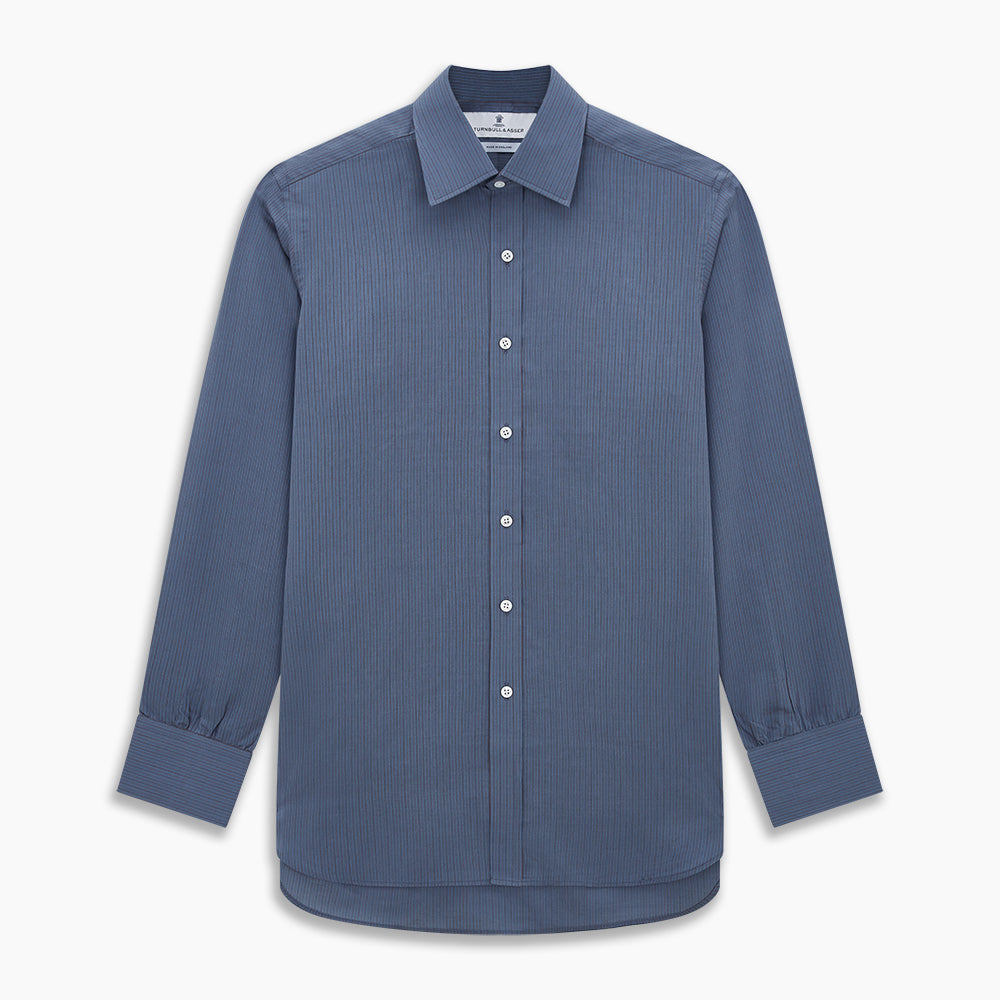 Mid Blue Red Stripe Regular Fit Mayfair Shirt