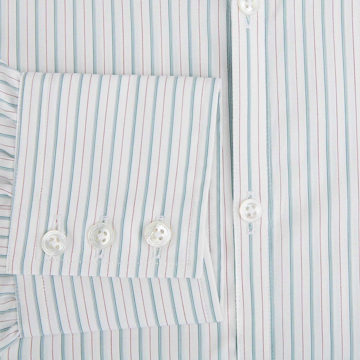 View 4 of product Turquoise and Red Ticking Stripe Windsor Shirt