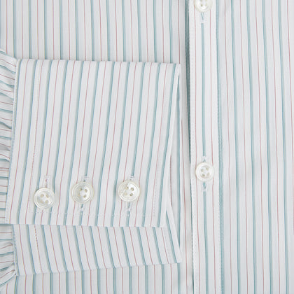 Turquoise and Red Ticking Stripe Windsor Shirt Image 3