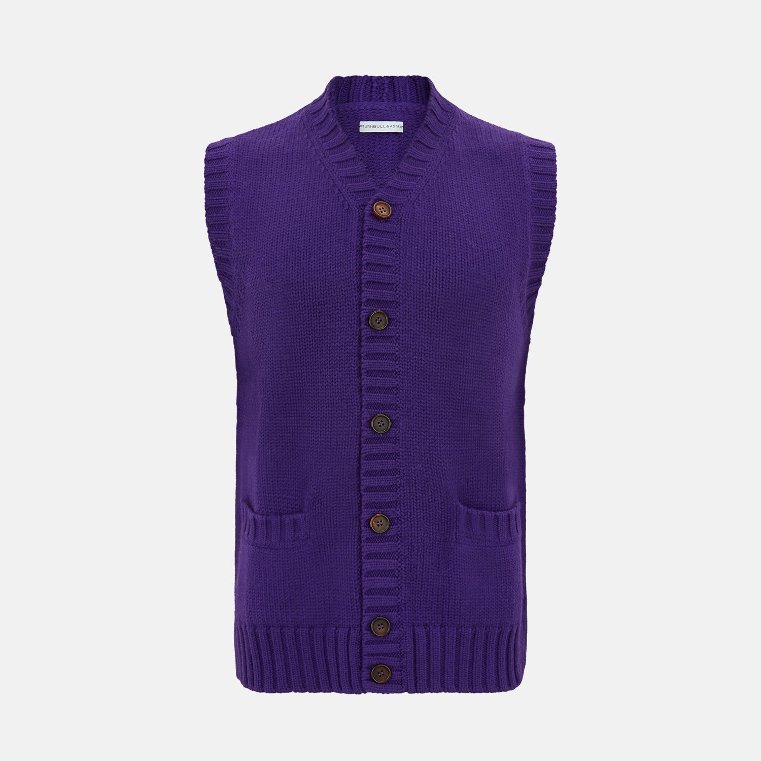 View 1 of product Purple Merino V-Neck Sleeveless Cardigan