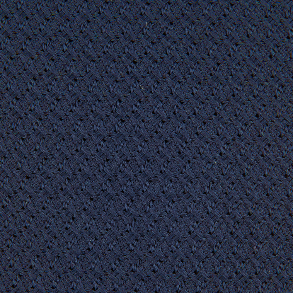 Navy Plain Woven Grenadine Silk Tie