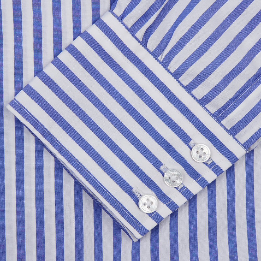 Blue and White Candy Stripe Shirt with T&A Collar and 3-Button Cuffs