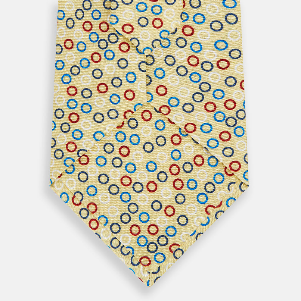Multi-coloured Circle Yellow Printed Silk Tie
