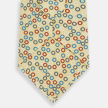 Multi-coloured Circle Yellow Silk Tie Image 2