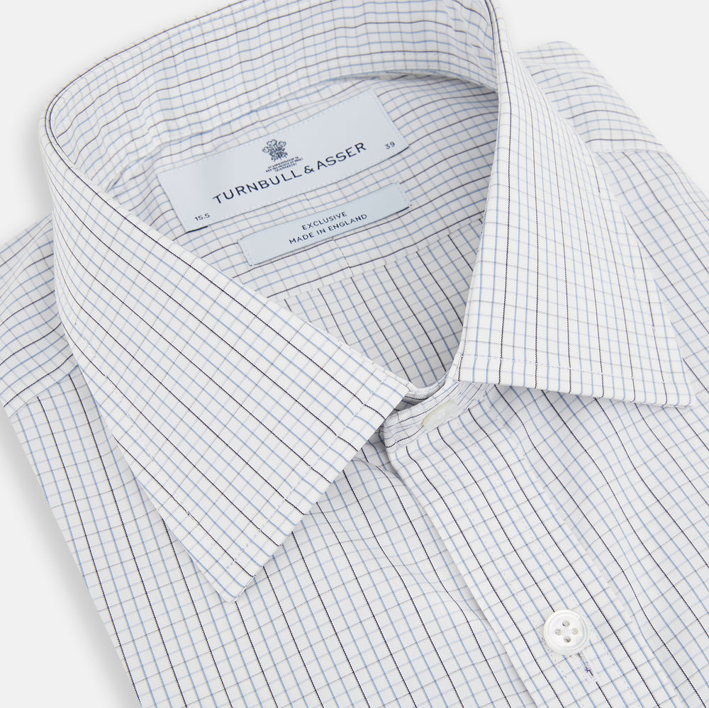 Pale Blue and Grey Grid Check Mayfair Shirt