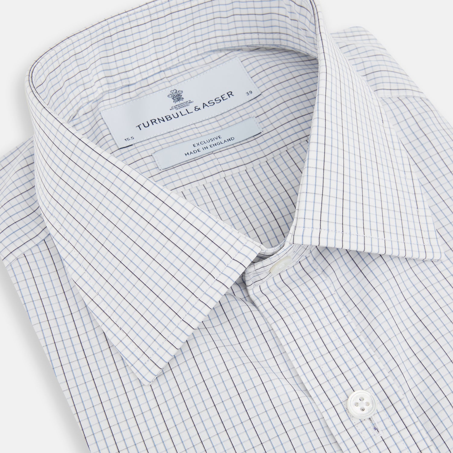View 2 of product Pale Blue and Grey Grid Check Mayfair Shirt