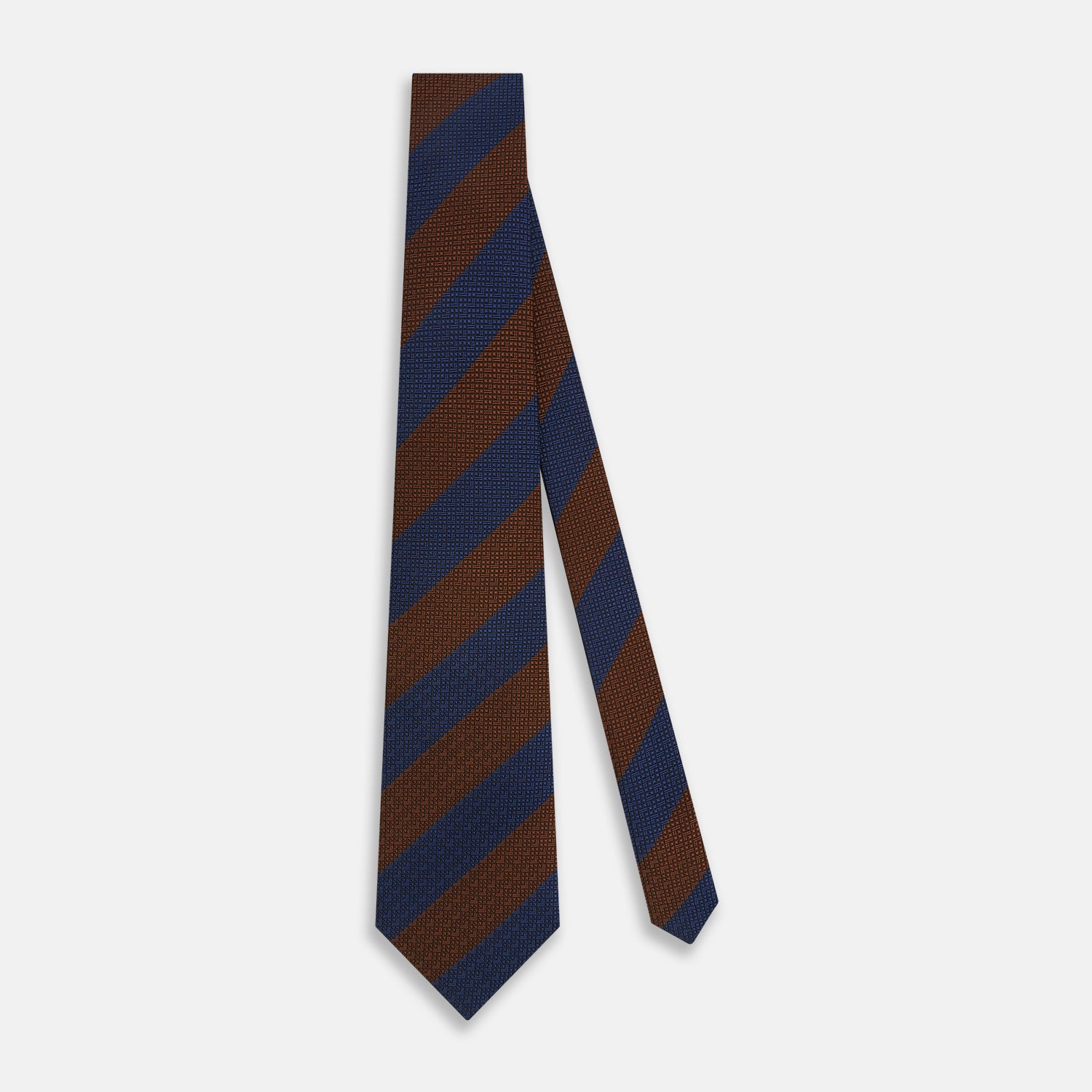 View 2 of product Brown and Navy Block Stripe Silk Tie