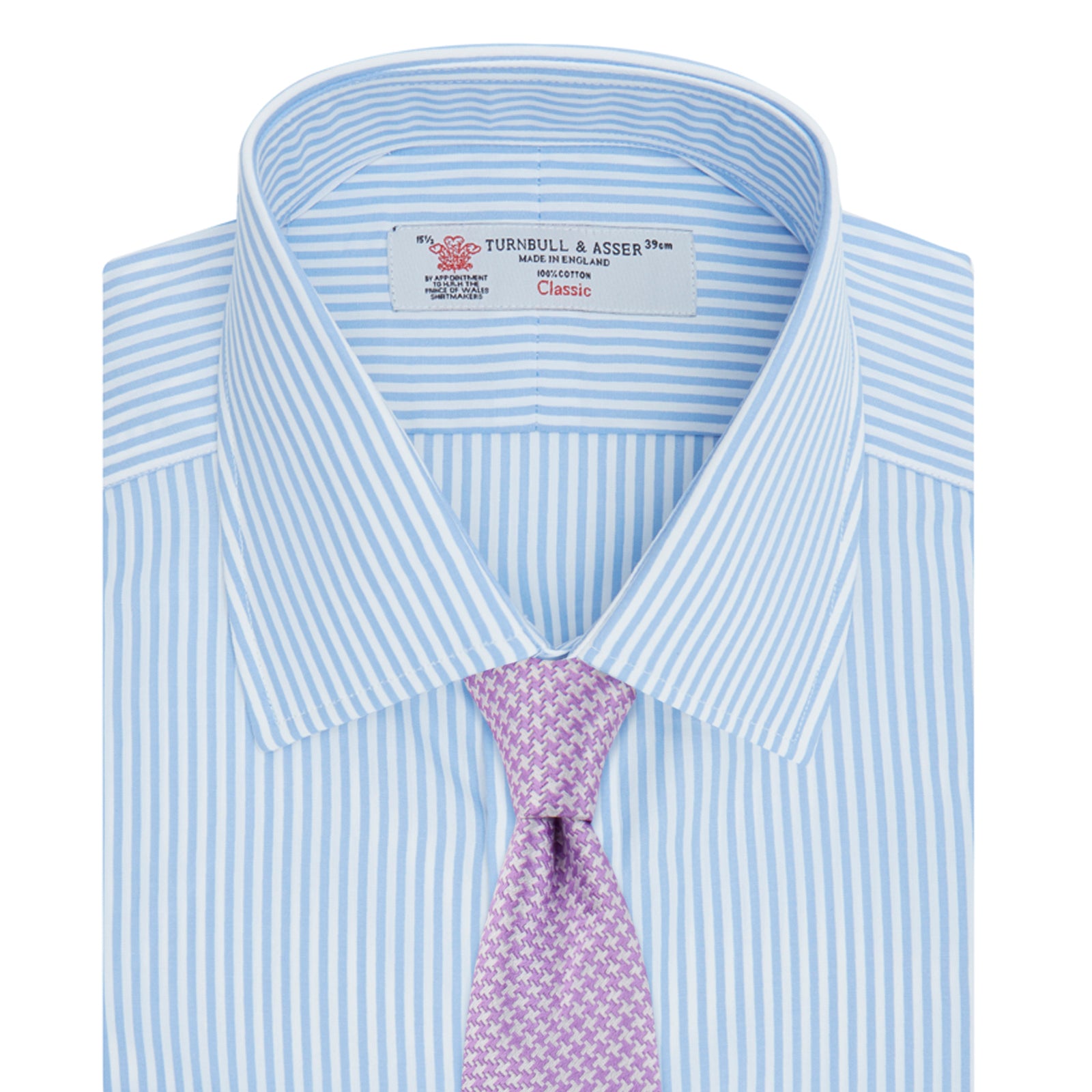 Light Blue Bengal Stripe Shirt with T&A Collar and Double Cuffs