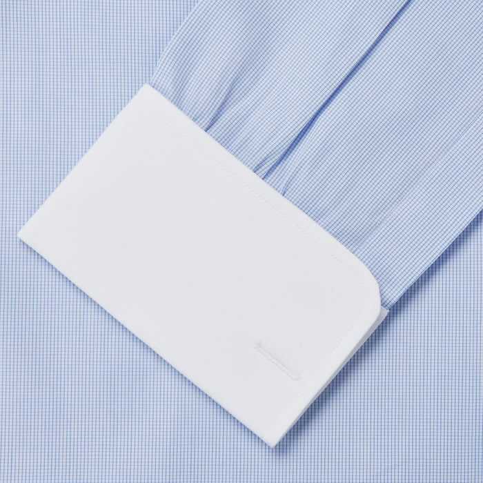 Micro Blue Check with White Collar and Cuff Shirt Image 2