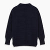 View 3 of product Navy Wool and Cotton Blend Albany Guernsey Jumper
