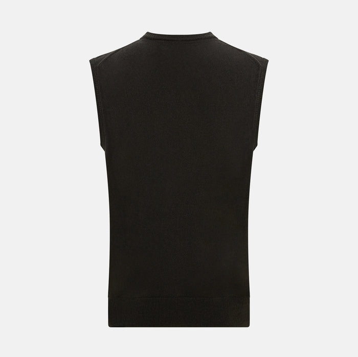 Dark Brown Cashmere Round Neck Vest Image 2