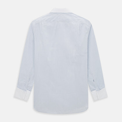 Pale Blue and Navy Grid Check Shirt with Contrast T&A Collar and Cuffs Image 2