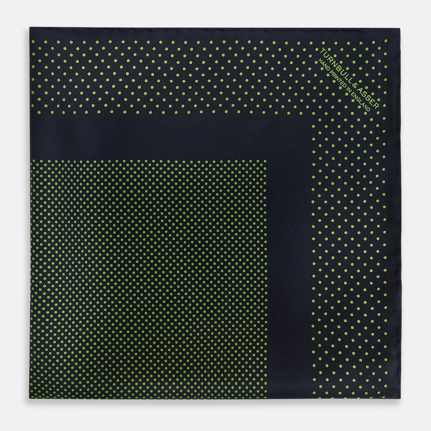 Navy and Kelly Green Dot Silk Pocket Square