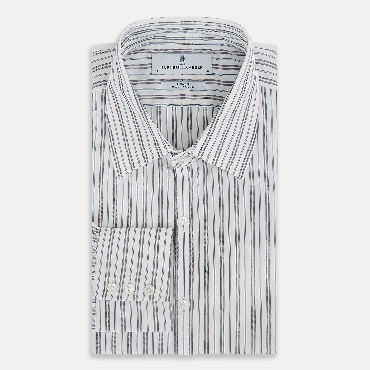 View 5 of product NAVY AND LIGHT BLUE MULTI TRACK STRIPE WESTMINSTER SHIRT