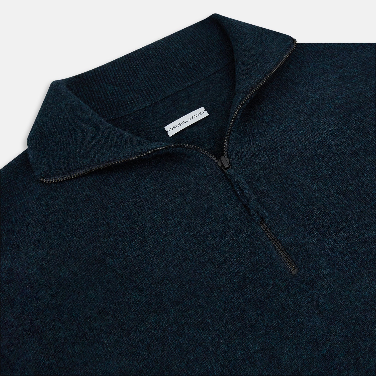 View 2 of product Dark Green Melange Half-Zip Cashmere Jumper