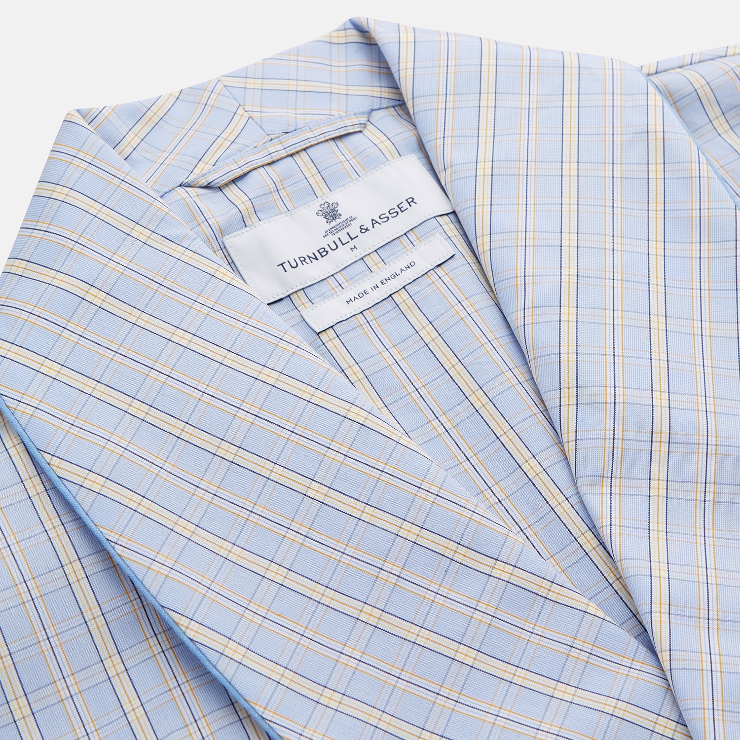 View 2 of product Blue and Yellow Check Poplin Cotton Dressing Gown