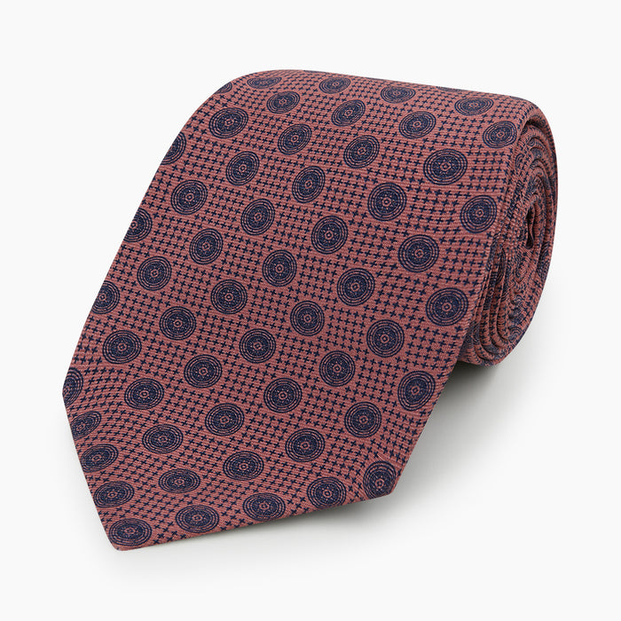 Antique Pink Medallion Printed Silk Tie Image 4
