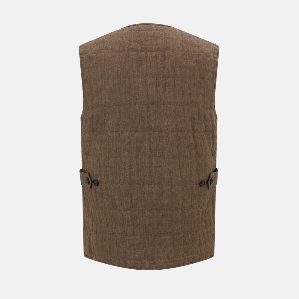 Pine Cone Quilted Linen Herringbone Waistcoat
