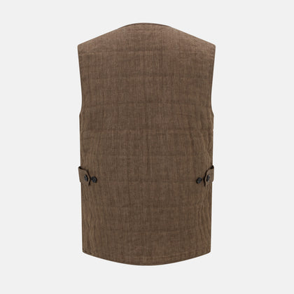 Pine Cone Quilted Linen Herringbone Waistcoat Image 2