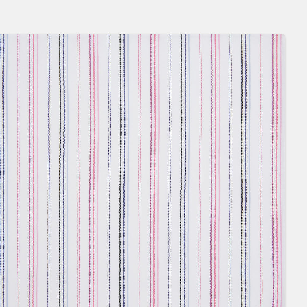 Hand Rolled Pink and Blue Multi Stripe Handkerchief