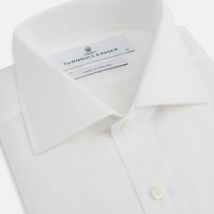 White Poplin Shirt With Regent Collar and 2-Button Cocktail Cuffs