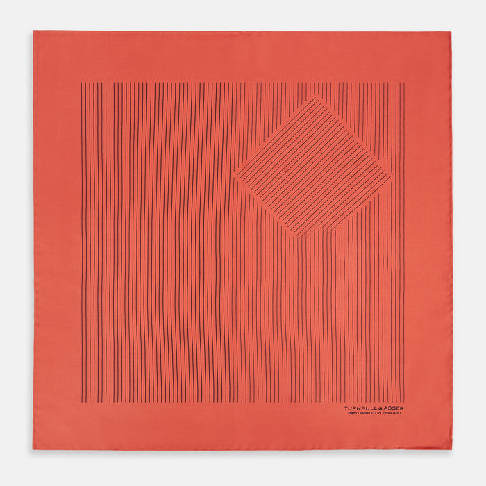Orange Stripe Silk Pocket Square Image 3
