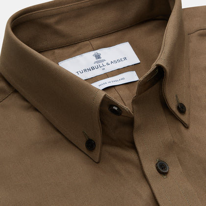Khaki Weekend Fit Hayne Shirt With Dorset Collar And 1-Button Cuffs Image 1