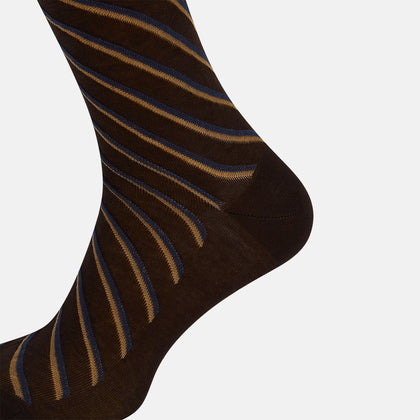 Dark Chocolate/cream Diagonal Striped Long Socks Image 3