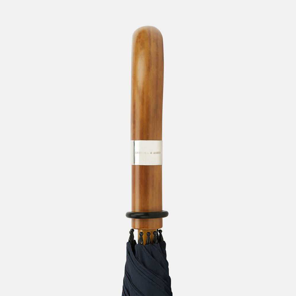 Navy Traveller Umbrella with Malacca Crook Handle