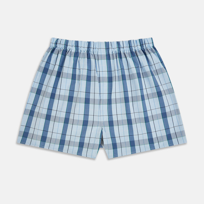Blue and Green Blazer Check Godfrey Boxer Shorts