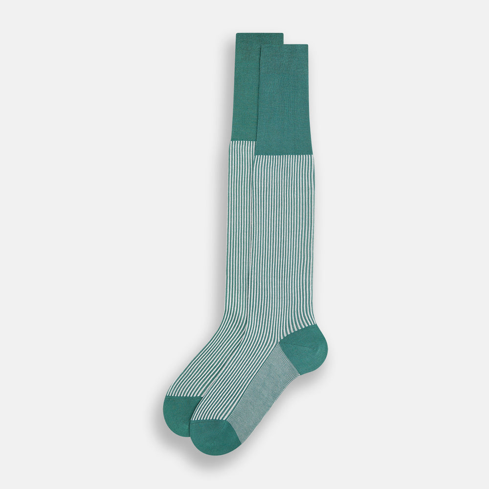 Melon Green/White Thin Striped Long Socks