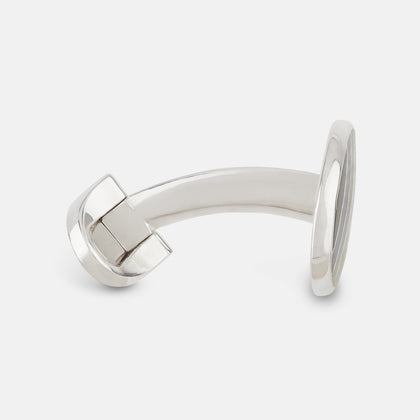 Navy Striped Oval Enamel Cufflinks