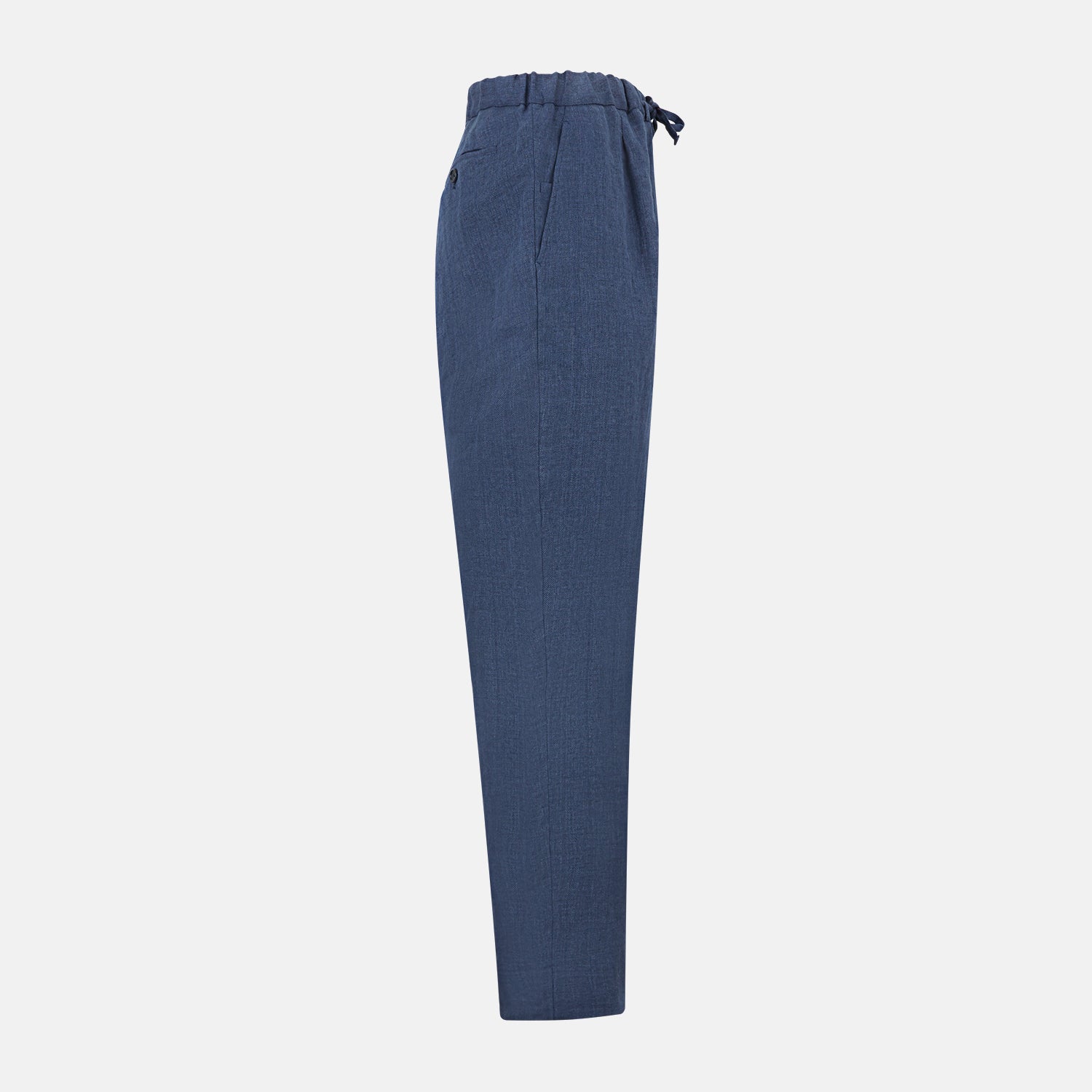 View 4 of product Denim Blue Linen Herringbone Miles Trousers