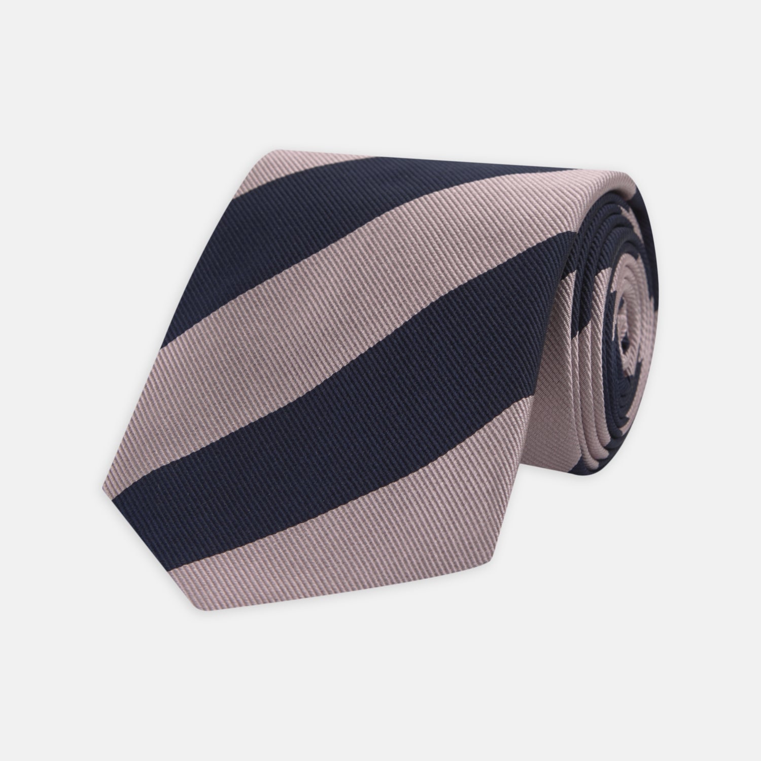 View 1 of product Navy and Rose Block Stripe Repp Silk Tie
