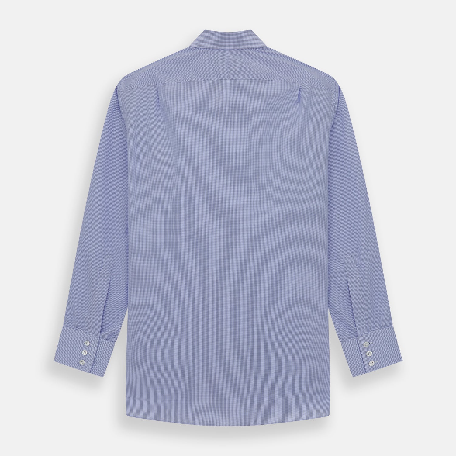 View 3 of product Blue Fine Check Sea Island Quality Cotton Shirt with T&A Collar and 3-Button Cuffs