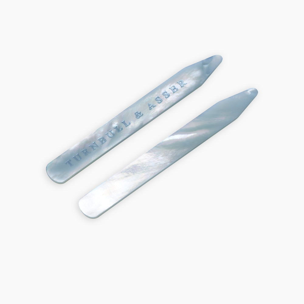 Blue Mother-of-Pearl Collar Stays | Turnbull & Asser