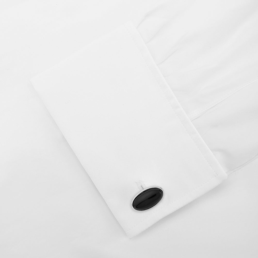 Reversible Monochrome Sterling Silver Oval Cufflinks