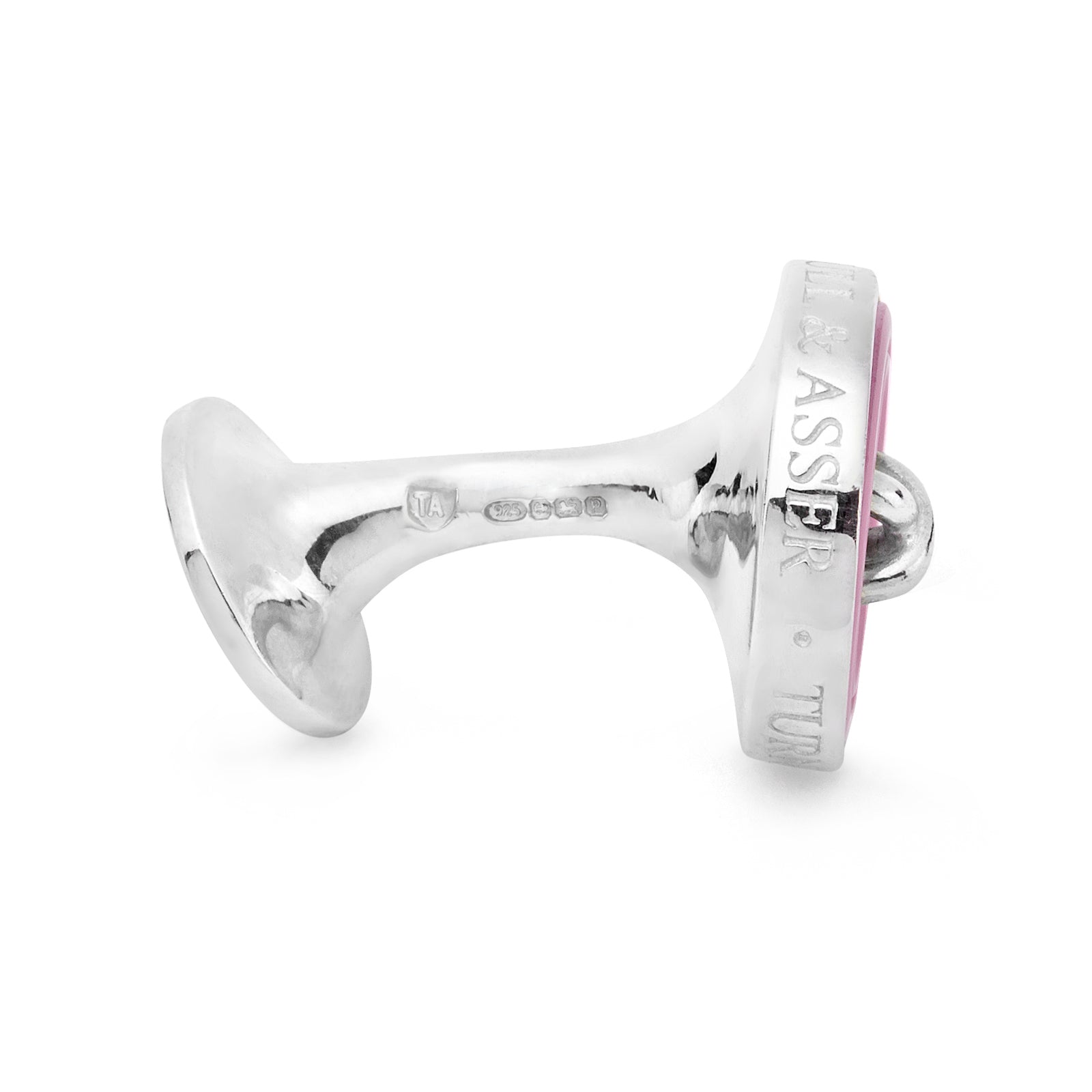 View 4 of product Pink Sterling Silver Mother-of-Pearl Button Cufflinks