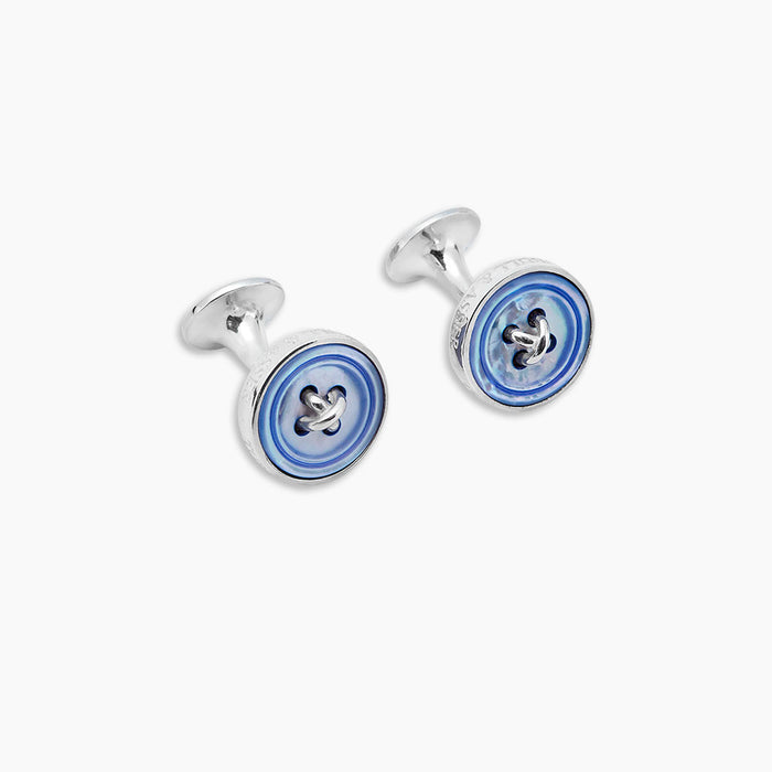 Purple Sterling Silver Mother-of-Pearl Button Cufflinks Image 4